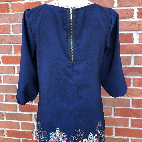 BeBop 3/4 Sleeve Paisley Print Multicolor Dress - Picture 7 of 8